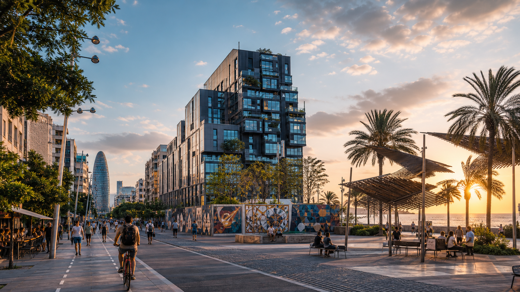 Poblenou seafront and modern district